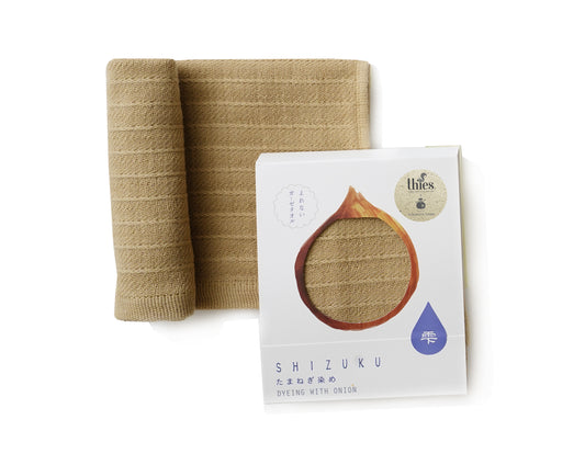 thies 1856 ® x Fukuroya Shizuku Gauze Wash Towel natural dyed brown onion