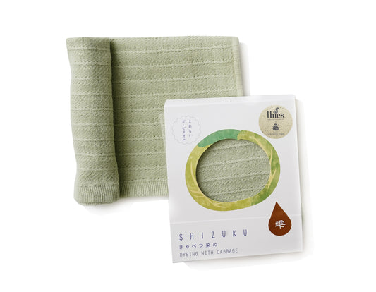 thies 1856 ® x Fukuroya Shizuku Gauze Wash Towel natural dyed cabbage green