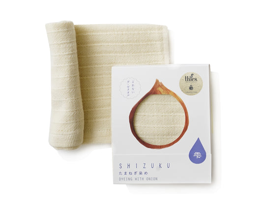 thies 1856 ® x Fukuroya Shizuku Gauze Wash Towel natural dyed white onion