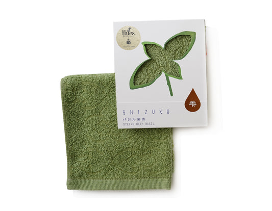 thies 1856 ® x Fukuroya Shizuku Handkerchief Pocket Towel natural dyed basil green