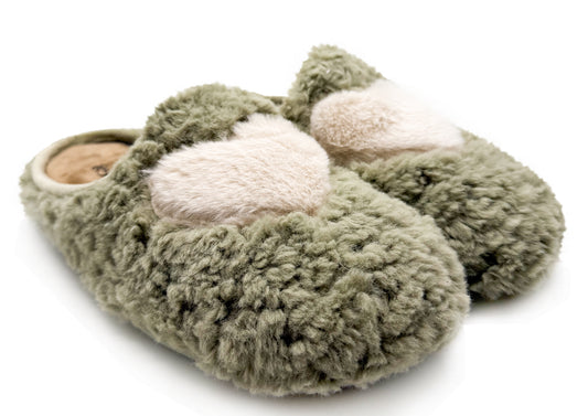 thies 1856 ® Rec Fluffy Heart Slipper vegan emerald