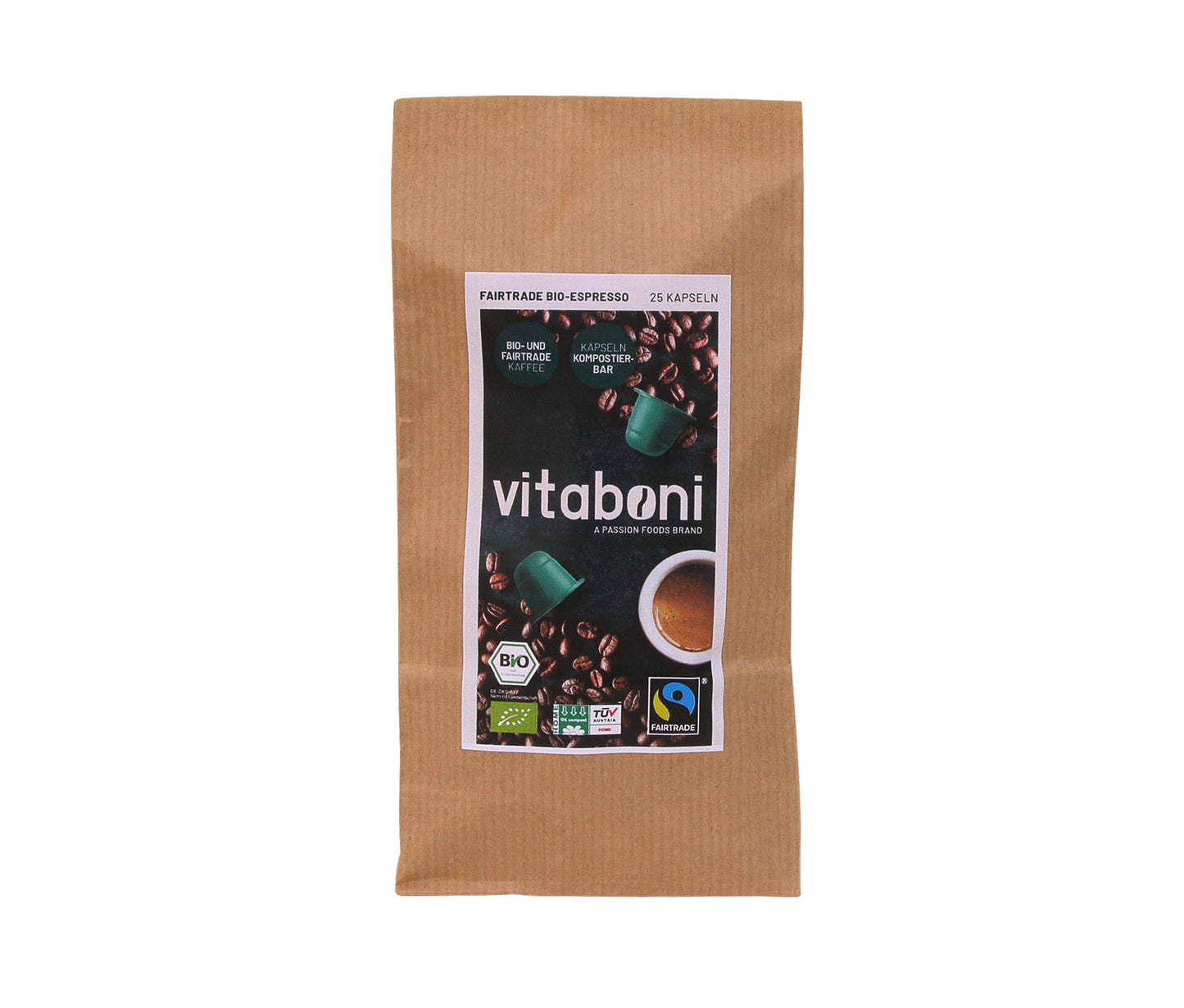 Vitaboni ® Bio Fairtrade Biodegradable Coffee Capsules | biologisch abbaubare Kaffeekapseln