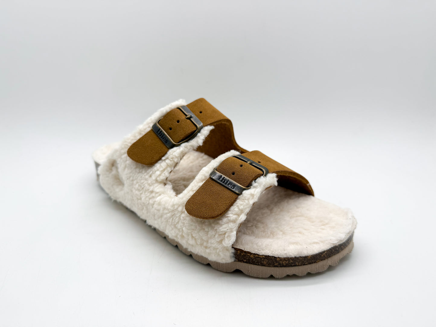 thies 1856 ® Eco Teddy Mixed Sandal vegan cognac teddy