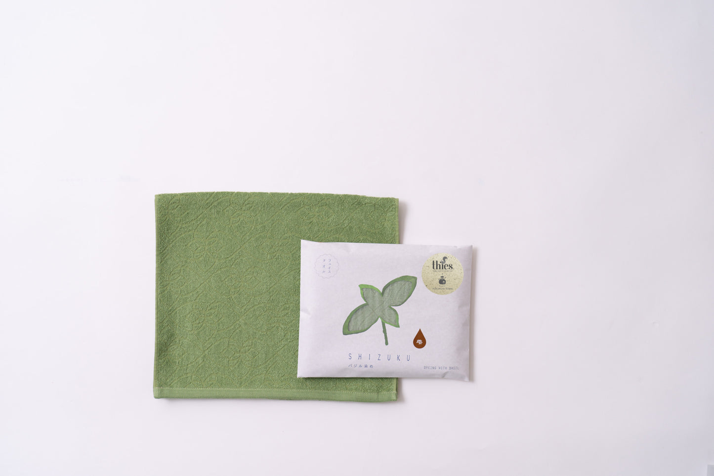 thies 1856 ® x Fukuroya Shizuku Guest & Face Towel natural dyed basil green