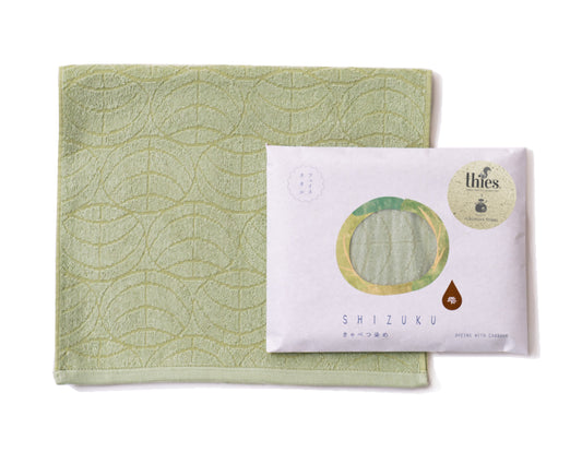 thies 1856 ® x Fukuroya Shizuku Guest & Face Towel natural dyed cabbage green