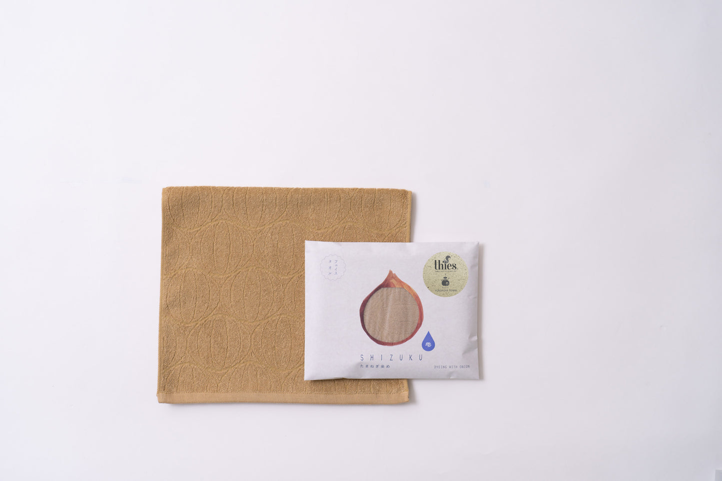thies 1856 ® x Fukuroya Shizuku Guest & Face Towel natural dyed brown onion