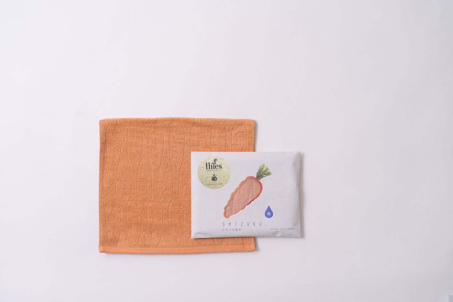 thies 1856 ® x Fukuroya Shizuku Guest & Face Towel natural dyed carrot orange
