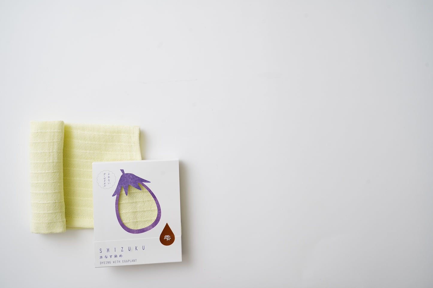 thies 1856 ® x Fukuroya Shizuku Gauze Wash Towel natural dyed eggplant balmy yellow