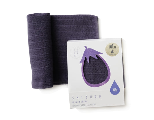 thies 1856 ® x Fukuroya Shizuku Gauze Wash Towel natural dyed eggplant dusky purple
