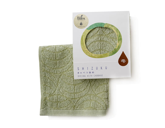 thies 1856 ® x Fukuroya Shizuku Handkerchief Pocket Towel natural dyed cabbage green