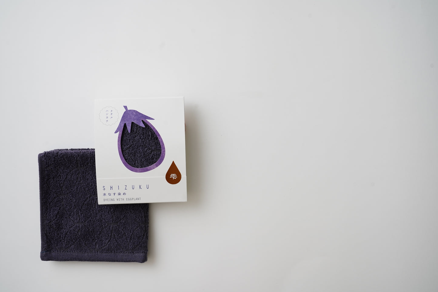 thies 1856 ® x Fukuroya Shizuku Handkerchief Pocket Towel natural dyed eggplant dusky purple
