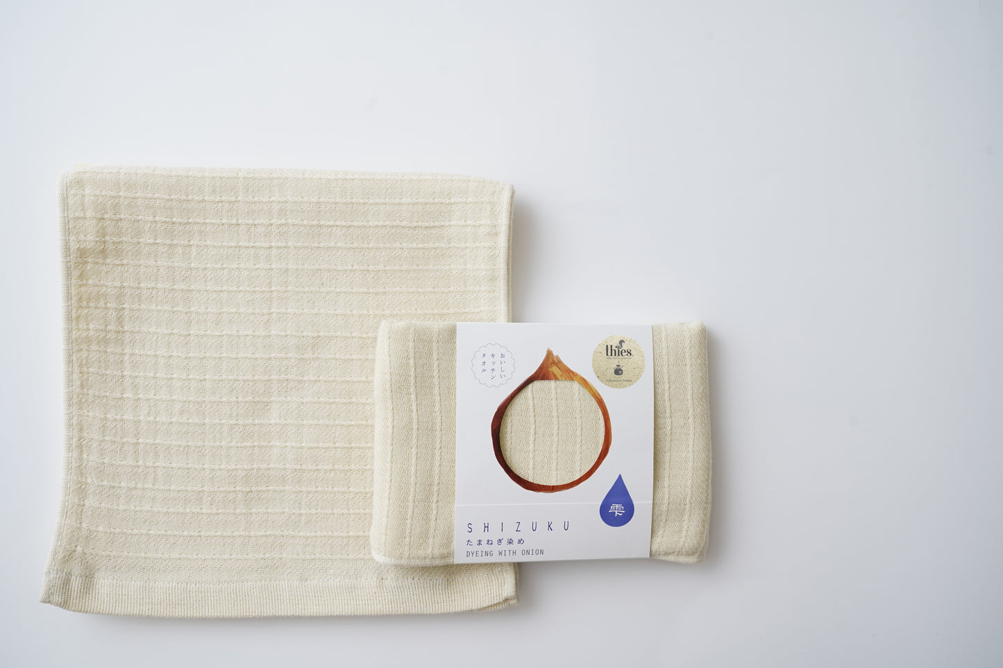 thies 1856 ® x Fukuroya Shizuku Kitchen Towel natural dyed white onion